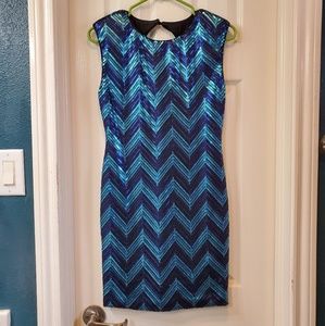 Sequin Chevron Dress - Blue